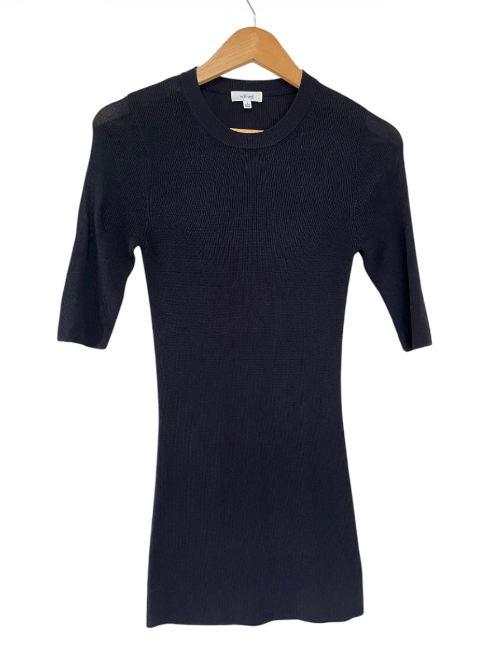 Wilfred Black 1/2 Sleeve Fitted Mini Dress